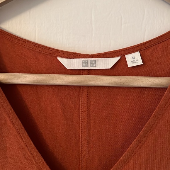 Uniqlo Rust Linen Dress with Belt - M - Picture 3 of 4